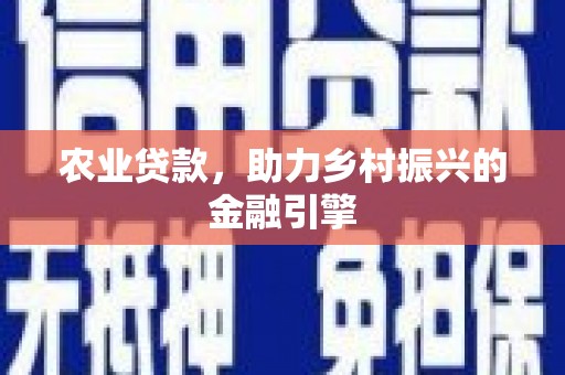 称多农业贷款，助力乡村振兴的金融引擎
