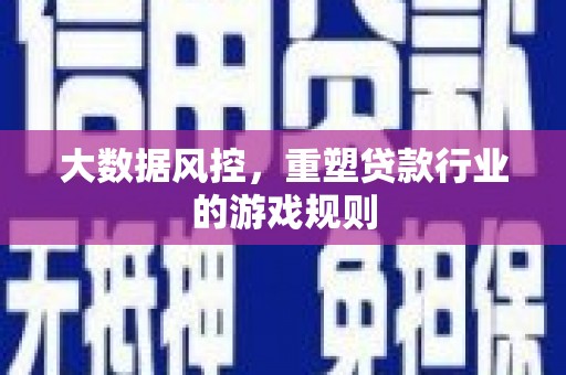 称多大数据风控，重塑贷款行业的游戏规则