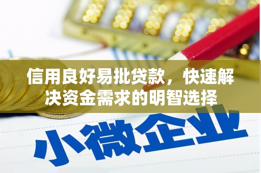 称多信用良好易批贷款，快速解决资金需求的明智选择
