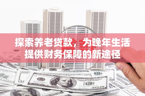 称多探索养老贷款，为晚年生活提供财务保障的新途径