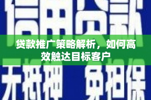 称多贷款推广策略解析，如何高效触达目标客户