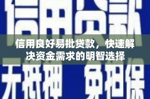 称多信用良好易批贷款，快速解决资金需求的明智选择