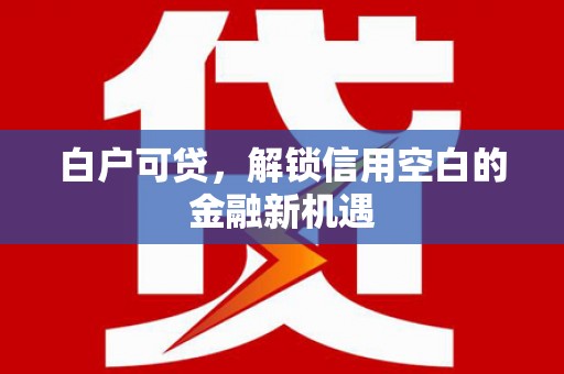 称多白户可贷，解锁信用空白的金融新机遇
