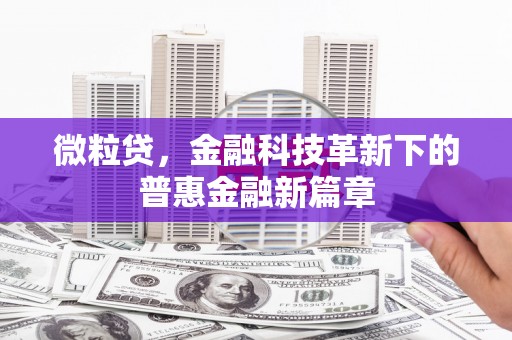 称多微粒贷，金融科技革新下的普惠金融新篇章
